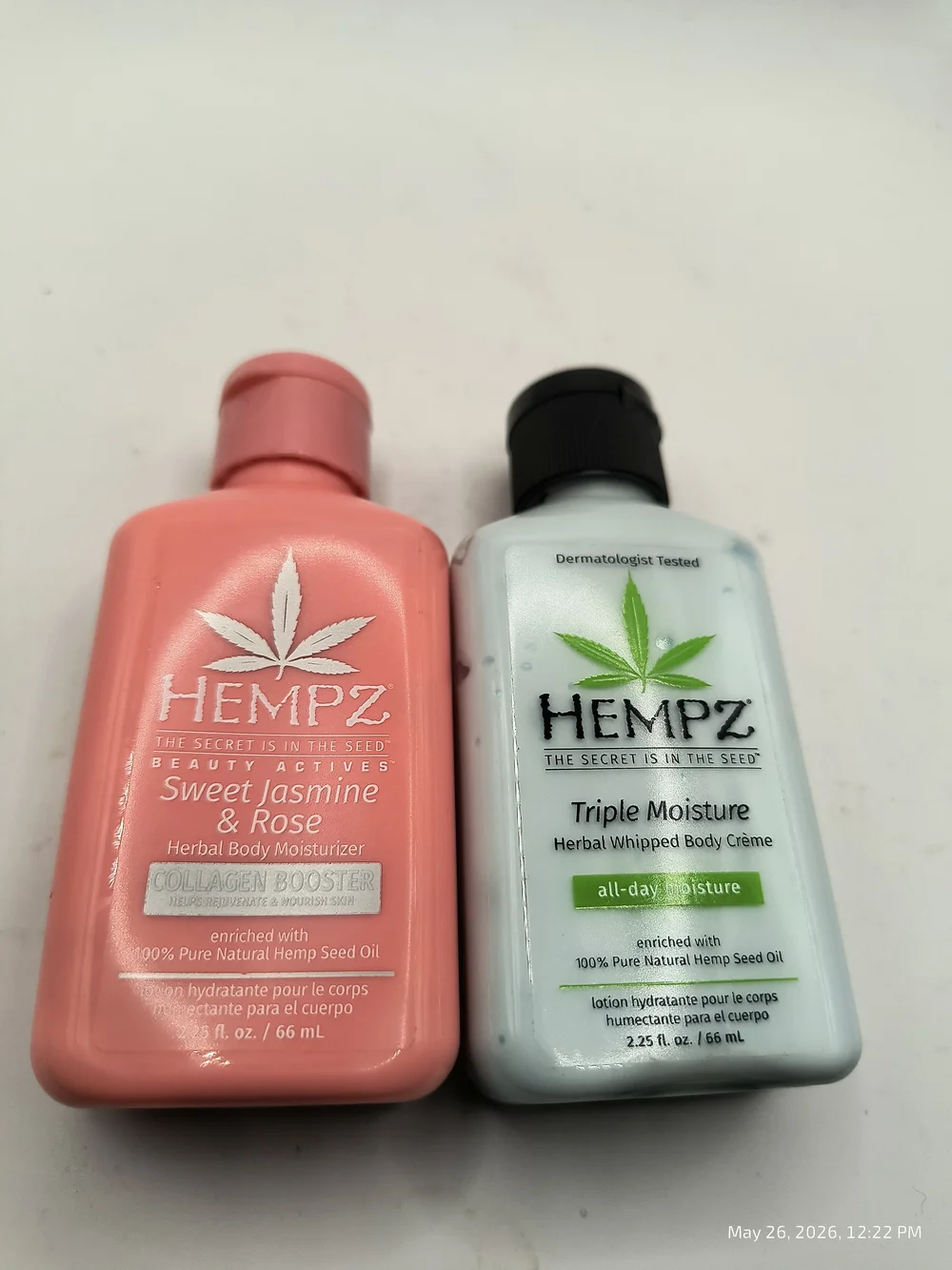 HEMPZ Sweet Jasmine & Rose Collagen Booster Herbal Body Moisturizer 2.25oz Trvl
